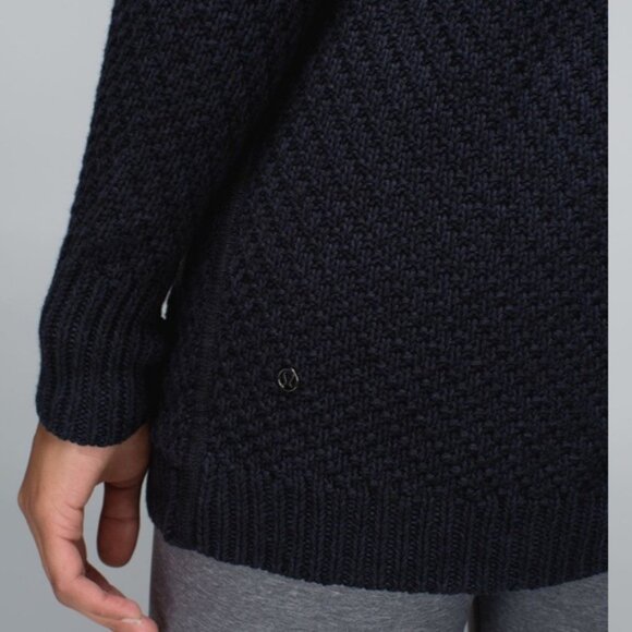 Lululemon Post Practice Cardigan Knit Sweater Pockets Snap Oversized Top Black S - Picture 8 of 15